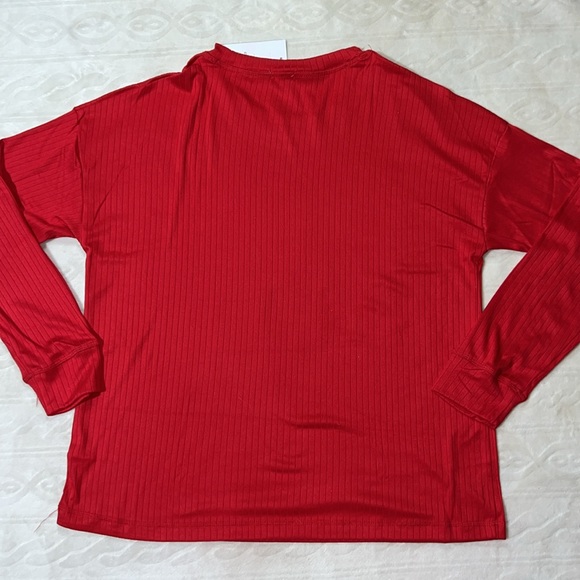 Crown & Ivy Long Sleeve Crew Neck Ribbed T-Shirt - Picture 4 of 4